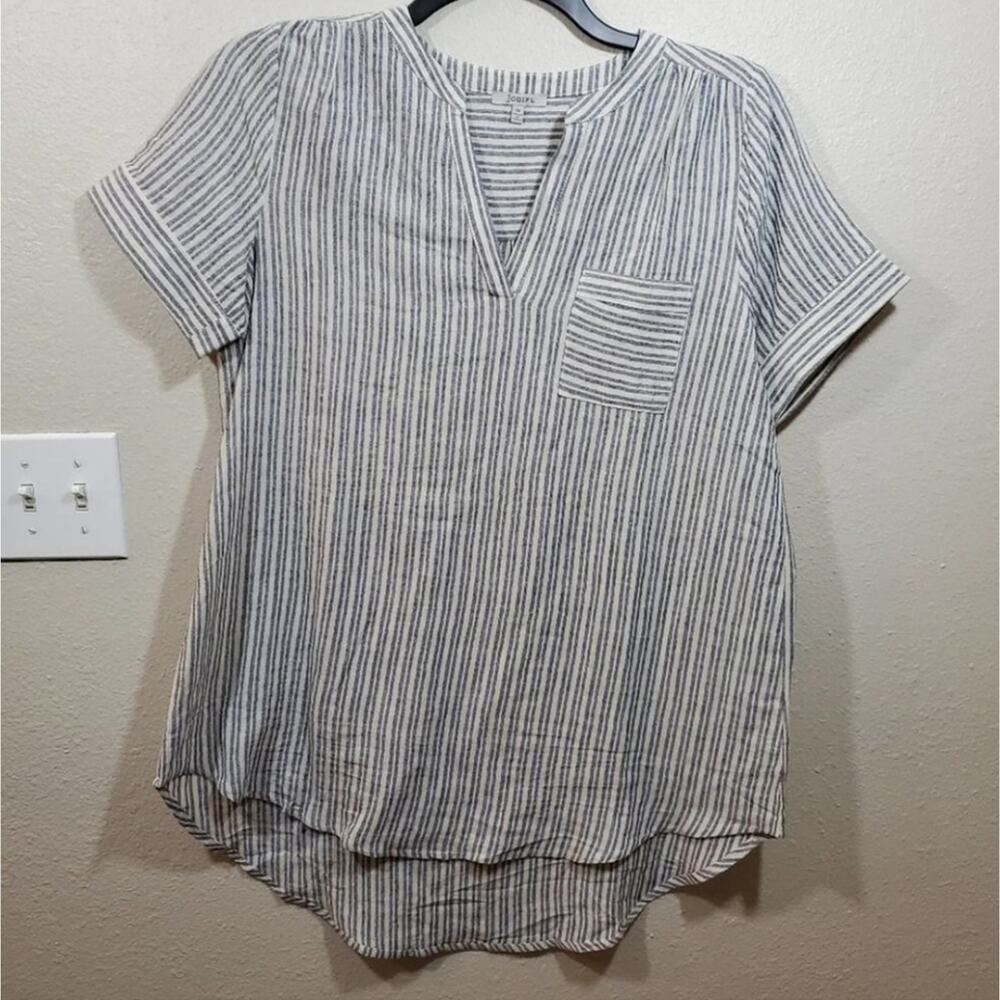 JODIFL black and white striped cotton linen blend tunic size medium
